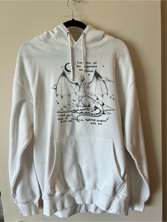 Taylor Swift Tops - Taylor Swift White Hoodie with Black Dragon Graphic